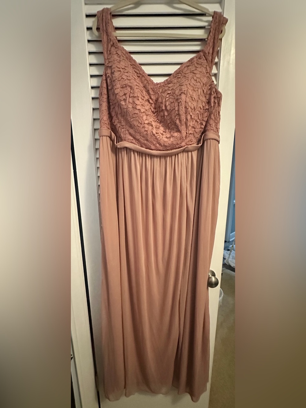 Azazie Dusty Rose Lace Bodice Dress
